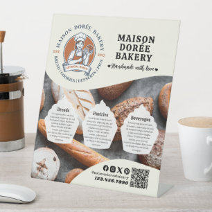 Bakery Store Pastry Chef Dessert Sweets Price List Pedestal Sign