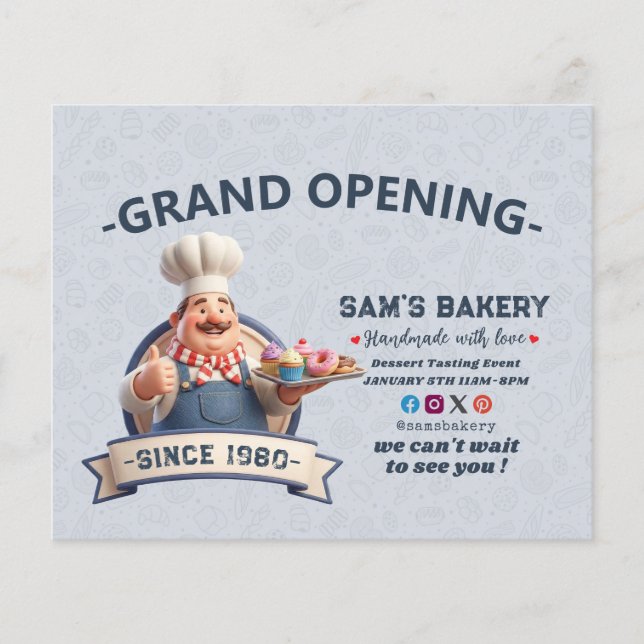 Bakery Store Pastry Chef Desserts Grand Opening Flyer (Front)