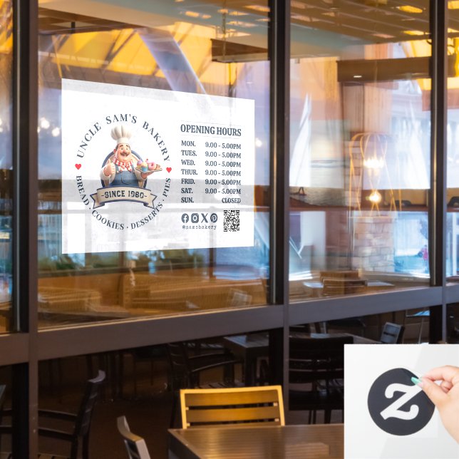 Bakery Store Pastry Chef Desserts Opening Hours (Restaurant Window)