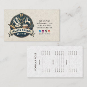 Bakery Store Pastry Chef Desserts Sweet Price List Business Card