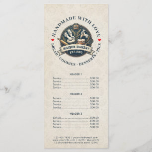 Bakery Store Pastry Chef Desserts Sweet Price List Menu