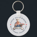 Bakery Store Pastry Chef Desserts Sweets Cake Shop Key Ring<br><div class="desc">A charming 3D cartoon illustration of a friendly, portly pastry chef with a cheerful smile and a well-groomed mustache. He is dressed in a professional white chef's hat (toque), a vibrant red-and-white striped neckerchief, and blue denim overalls over a white shirt. The chef gives an enthusiastic thumbs-up while balancing a...</div>