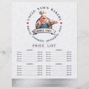 Bakery Store Pastry Chef Menu Price List Pay Here