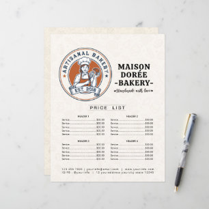 Bakery Store Pastry Chef Menu Price List Pay Here