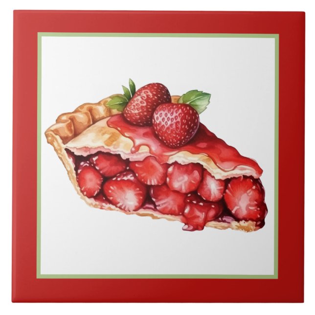 bakery strawberry pie home business crafting  ceramic tile (Front)