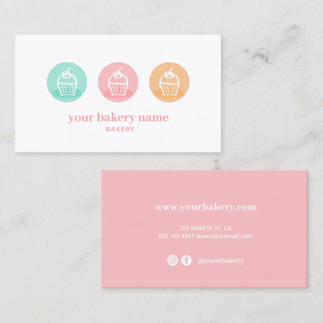 Bakery Sweet Cupcake Business Card (Front/Back)
