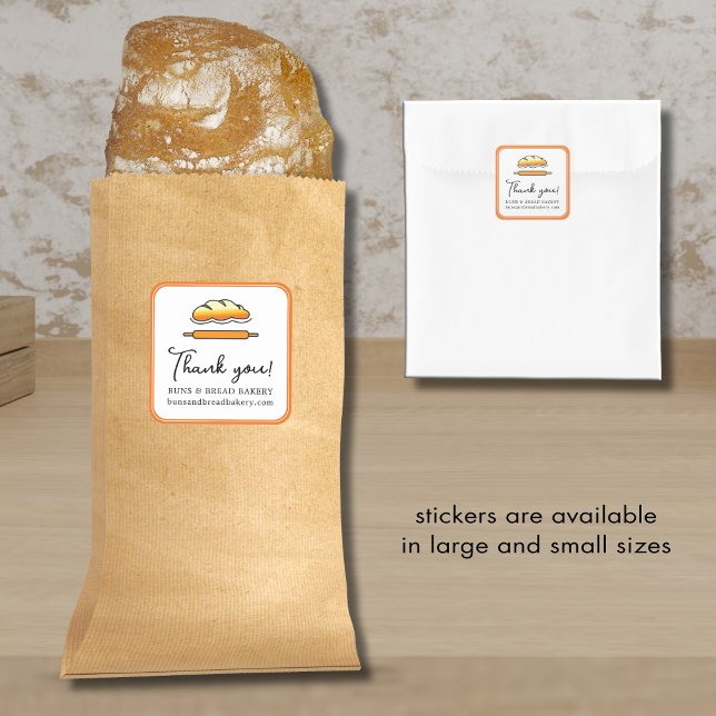 Bakery Thank You For Your Order Square Sticker (Bakery Thank You For Your Order Square Sticker Available in Large or Small Sizes)