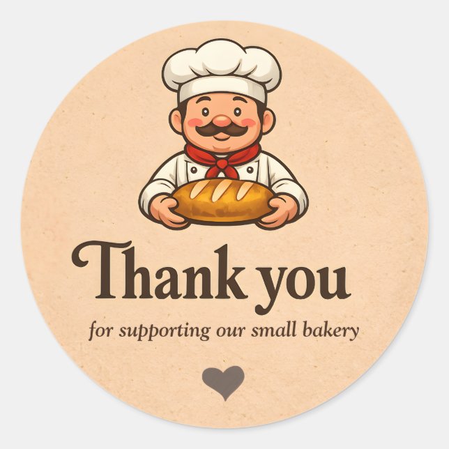 Bakery Thank You Sticker - Custom Chef Design (Front)