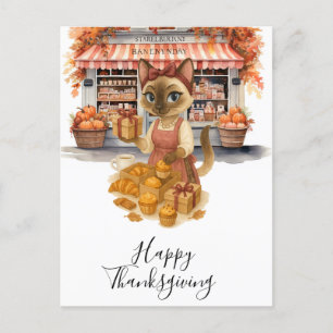 Bakery Thanksgiving Fall themed for Cat Lovers Ho Holiday Postcard