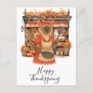 Bakery Thanksgiving Fall themed for Cat Lovers Holiday Postcard