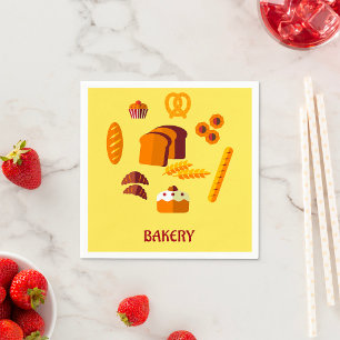 Bakery Themed Bread Pastries and Sweets  Napkin