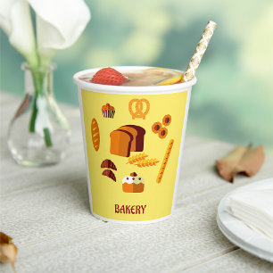 Bakery Themed Bread Pastries and Sweets Paper Cups