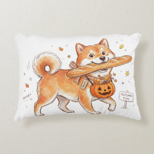 Bakery Thief Shiba Inu - Cute Dog carrying French Decorative Cushion