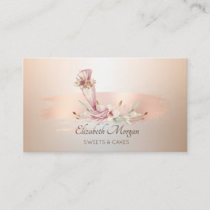 Bakery Tool Flower Rose Gold Brush Stroke  Business Card