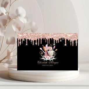 Bakery Tools Mixer Flowers Rose Gold Drips Bakery Business Card