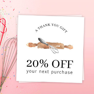 Bakery Utensils Whisk Chef Logo Catering Business Discount Card