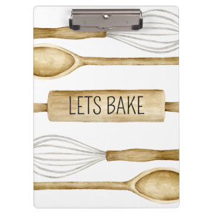 Bakery Watercolor Utensils Kitchen Clipboard