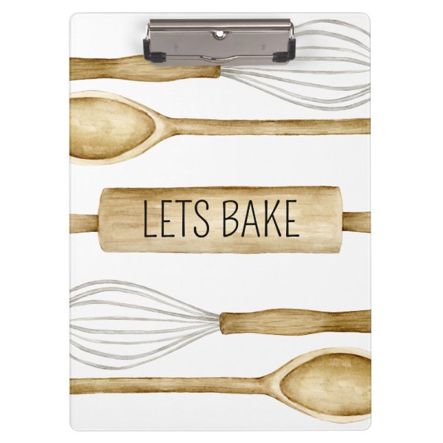 Bakery Watercolor Utensils Kitchen Clipboard (Front)