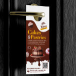 Bakery Wedding Birthday & Anniversary Cake Pastry Door Hanger<br><div class="desc">Entice customers with this mouthwatering bakery Door Hanger template! Perfect for showcasing your delicious cakes, pastries, and more. This eye-catching design features a delectable chocolate cake, colourful doughnuts, and tempting cupcakes. Easily customise it with your bakery's information, logo, and unique offerings. Ideal for weddings, birthdays, anniversaries, or any special occasion!...</div>