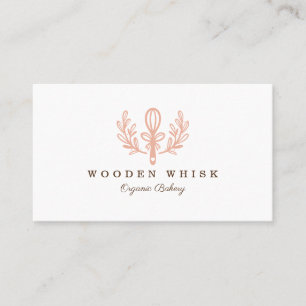 Bakery Whisk & Floral Leaf Wreath Business Logo Card