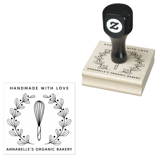 Bakery Whisk Wreath Rubber Stamp (Stamped)