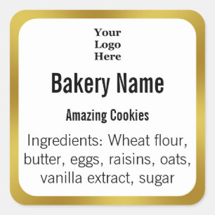 Bakery White & Gold Ingredient Logo Product Label