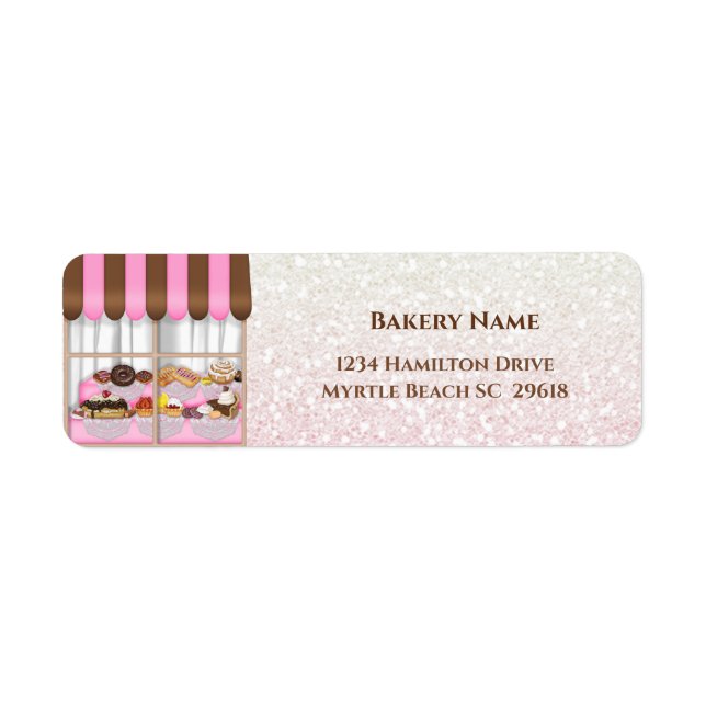 Bakery Window Pastry Business Address Label Return Address Label (Front)