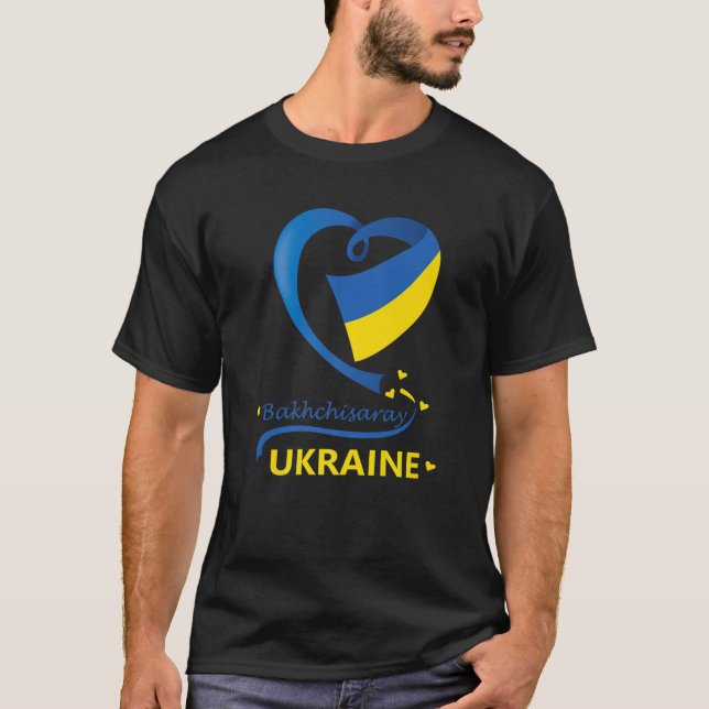 Bakhchisaray Ukraine National Flag Heart Emblem Cr T-Shirt (Front)