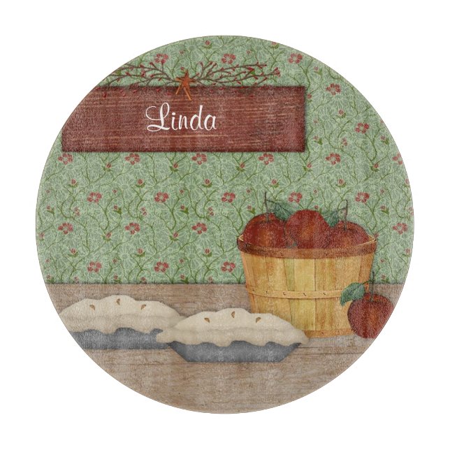 Baking Apple Pie Custom Name Cutting Board (Front)