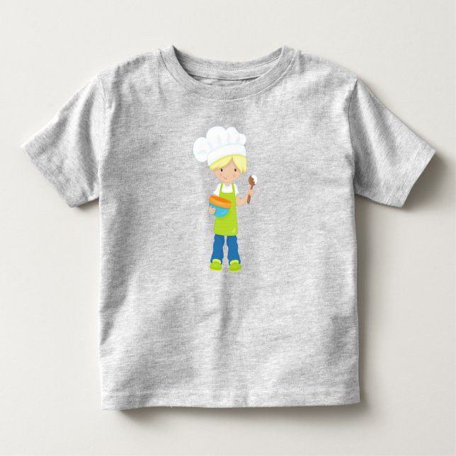 Baking, Baker, Bakery, Apron, Cute Boy, Blonde Hai Toddler T-Shirt (Front)