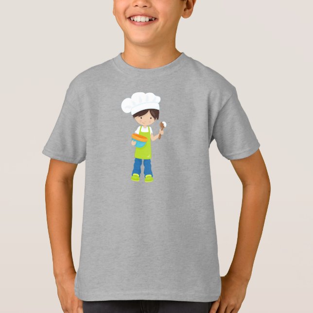 Baking, Baker, Bakery, Apron, Cute Boy, Brown Hair T-Shirt (Front)