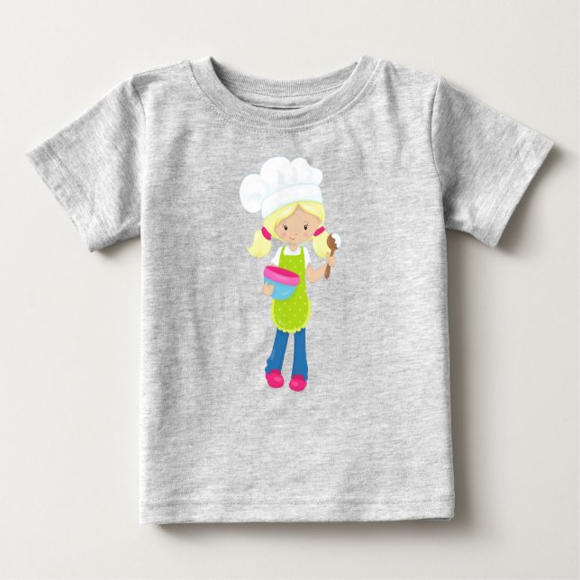 Baking, Baker, Bakery, Cute Girl, Blonde Hair Baby T-Shirt (Front)