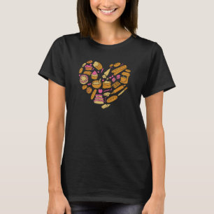 Baking Baker Heart Cupcakes Bread Cakes Baking T-Shirt