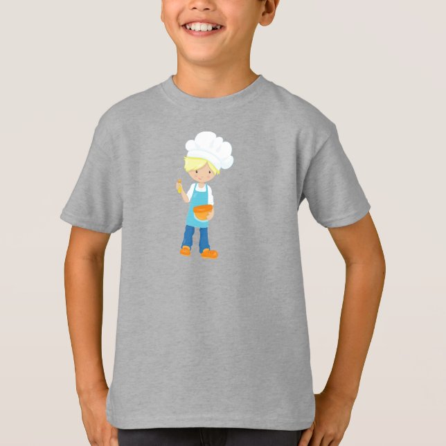 Baking, Baker, Pastry Chef, Cute Boy, Blonde Hair T-Shirt (Front)