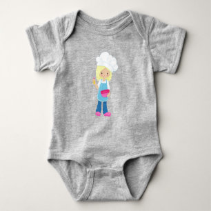 Baking, Baker, Pastry Chef, Cute Girl, Blonde Hair Baby Bodysuit