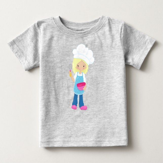Baking, Baker, Pastry Chef, Cute Girl, Blonde Hair Baby T-Shirt (Front)
