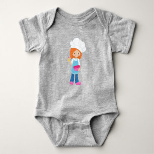 Baking, Baker, Pastry Chef, Cute Girl, Orange Hair Baby Bodysuit