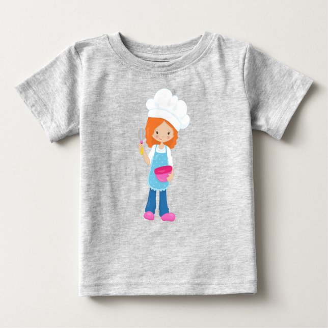 Baking, Baker, Pastry Chef, Cute Girl, Orange Hair Baby T-Shirt (Front)