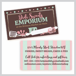 baking baker pastry chef utensils retro business c card