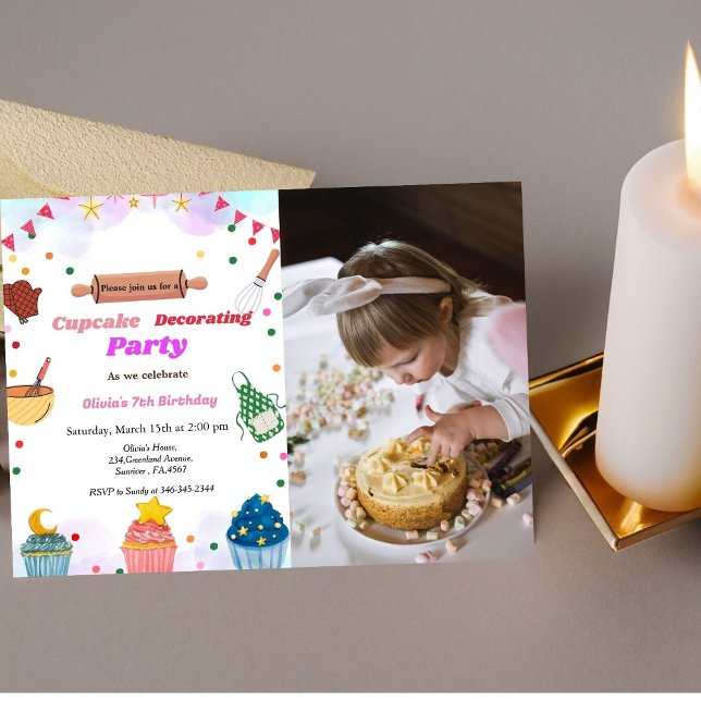 Baking bash party girl decorating birthday party invitation (Creator Uploaded)