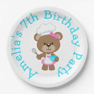 Baking Bear Birthday Party Paper Plate