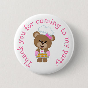 Baking Bear Birthday Party 'Thank you for coming' 6 Cm Round Badge