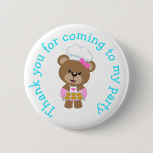 Baking Bear Birthday Party 'Thank you for coming' 6 Cm Round Badge
