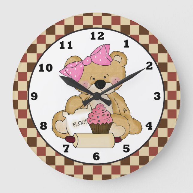 Baking Bear cartoon kitchen wall clock (Front)