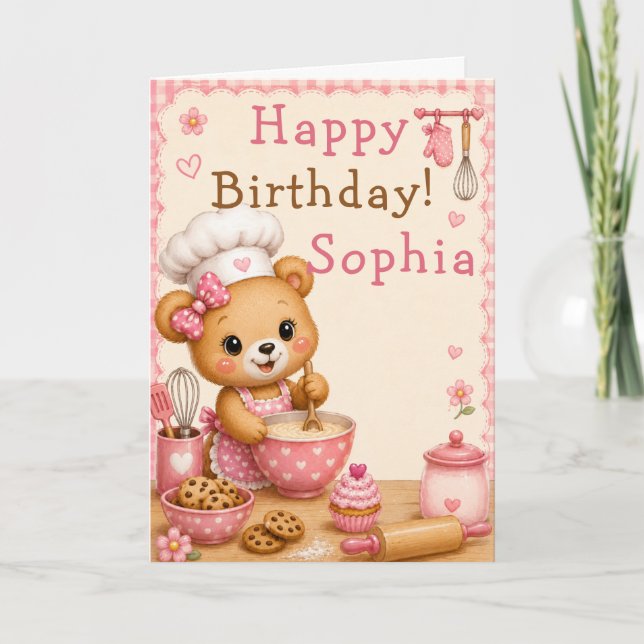 Baking Bear Happy Birthday Card (Front)