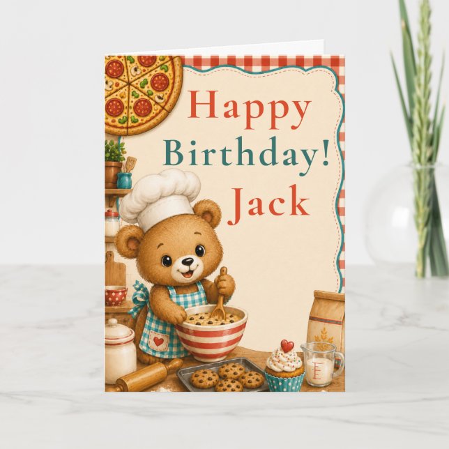 Baking Bear Happy Birthday Card (Front)