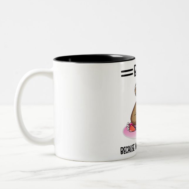 Baking Because Murder Is Wrong - Funny Sloth Hallo Two-Tone Coffee Mug (Left)