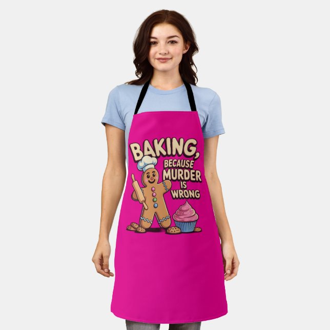 Baking Because Murder Is Wrong Gingerbread Apron (Worn)