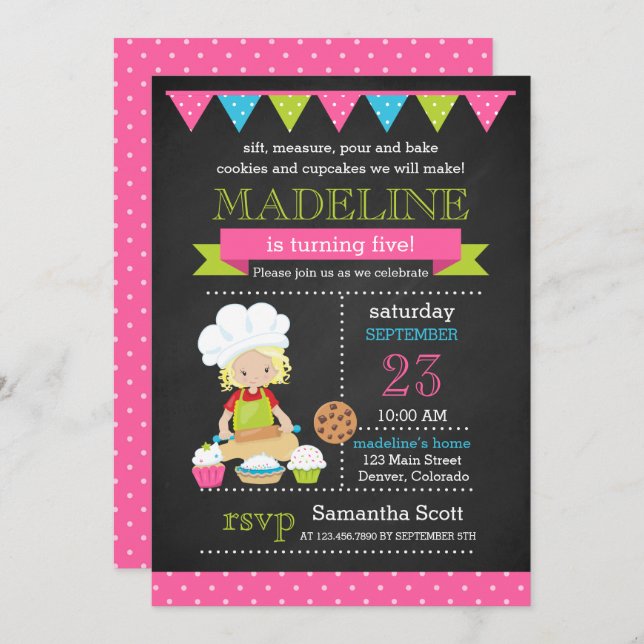 Baking Birthday | Cake Decorating Birthday Invitation (Front/Back)