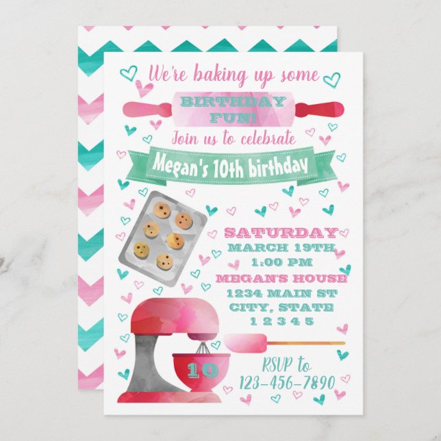 Baking birthday invitation (Front/Back)